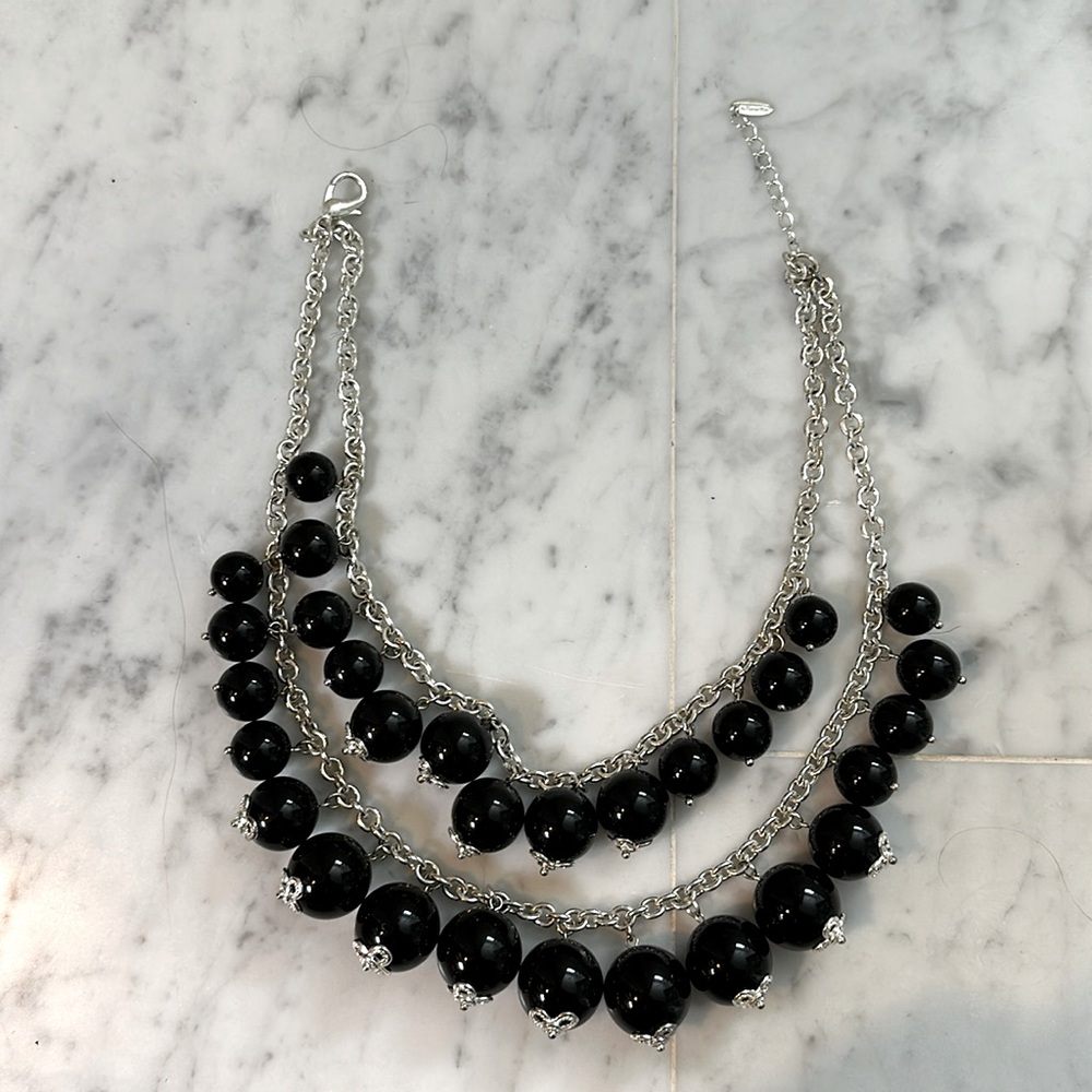 Talbots double strand dangle ball necklace